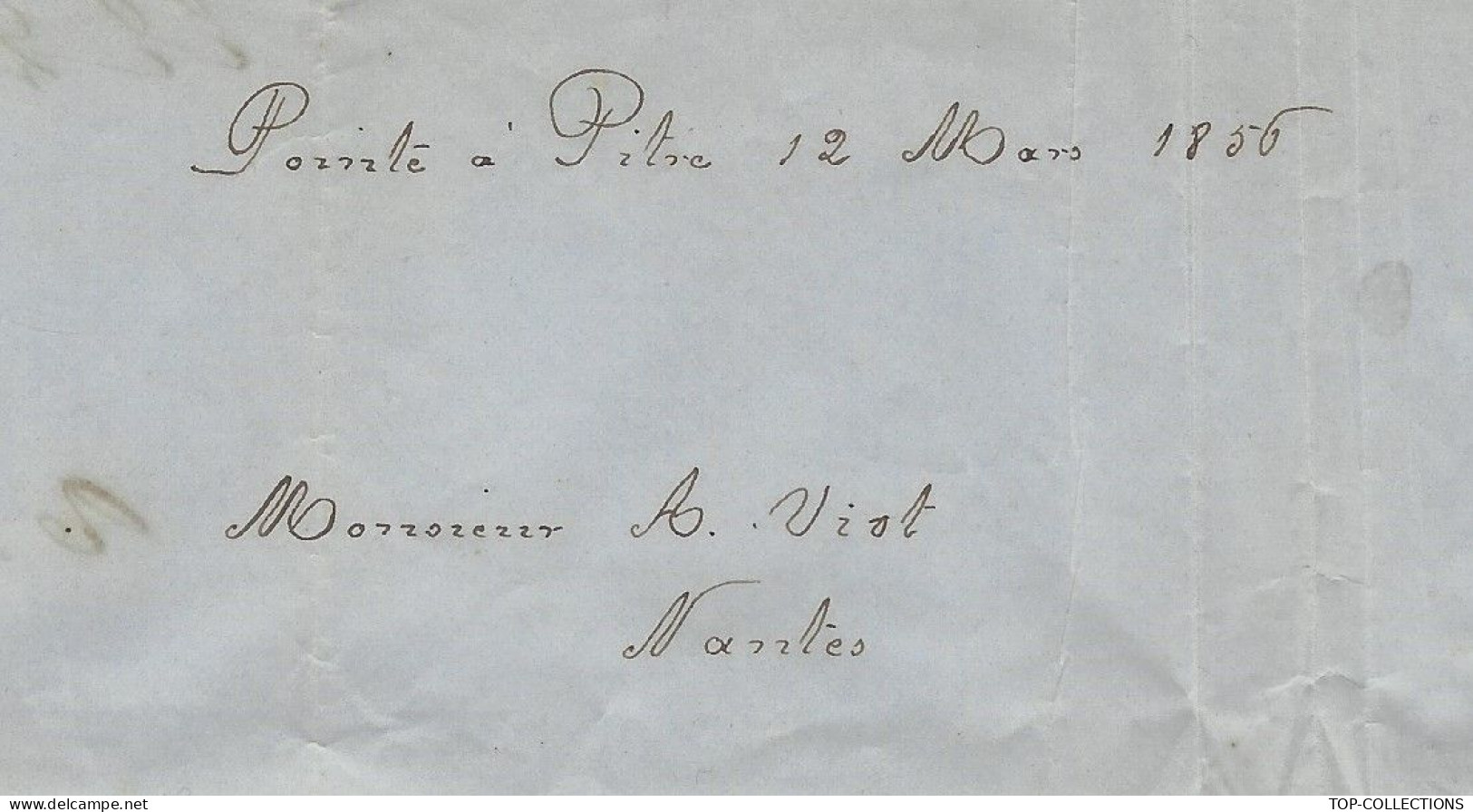 1856 NAVIGATION NEGOCE SUCRE MULES  Lahens & Cottins Industrie Canne à Sucre à Pointe à Pitre Guadeloupe  A. Viot NANTES - 1800 – 1899