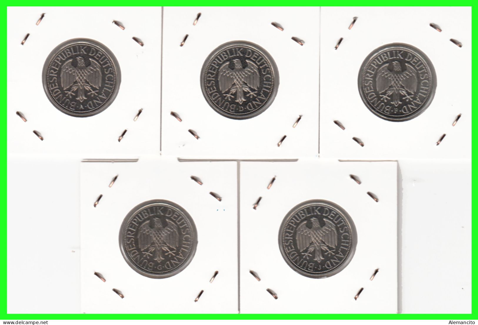 ALEMANIA - BRD - GERMANY - COLECCIÓN COMPLETA DE LAS 5 -MONEDAS DE 1.00 DM   AÑO 2001 - CECAS- A.D.F.G.J - CALIDAD PROOF - 1 Mark