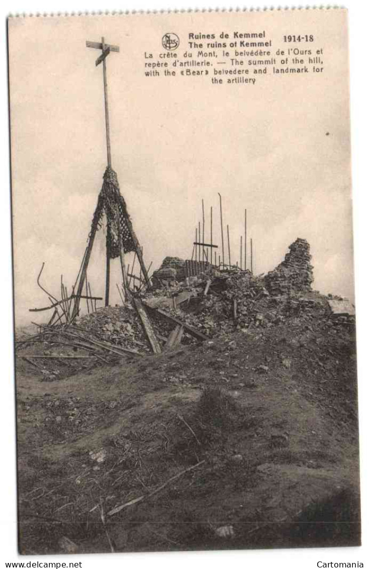 Ruines De Kemmel - 1914-18 - La Crête Du Mont Le Belvédère De L'Ours Et Repère D'artillerie - Hooglede