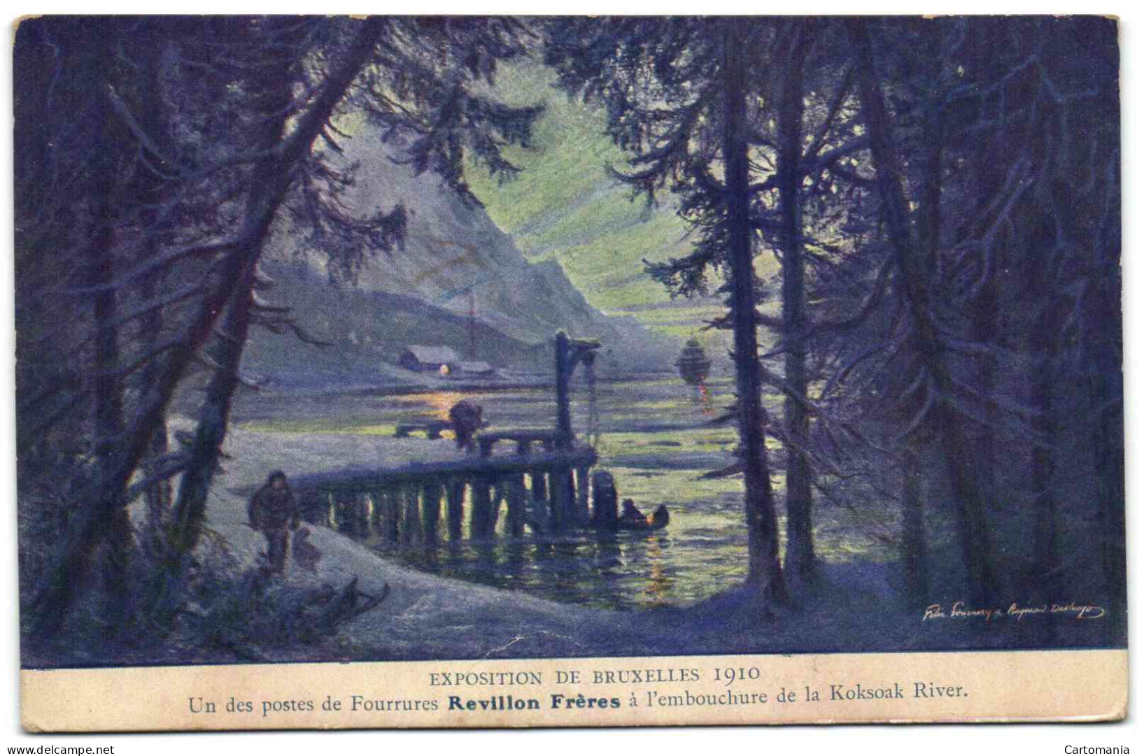 Exposition De Bruxelles 1910 - Un Des Postes De Fourrures Revillon Frères à L'embouchure De La Koksoak River - Wereldtentoonstellingen