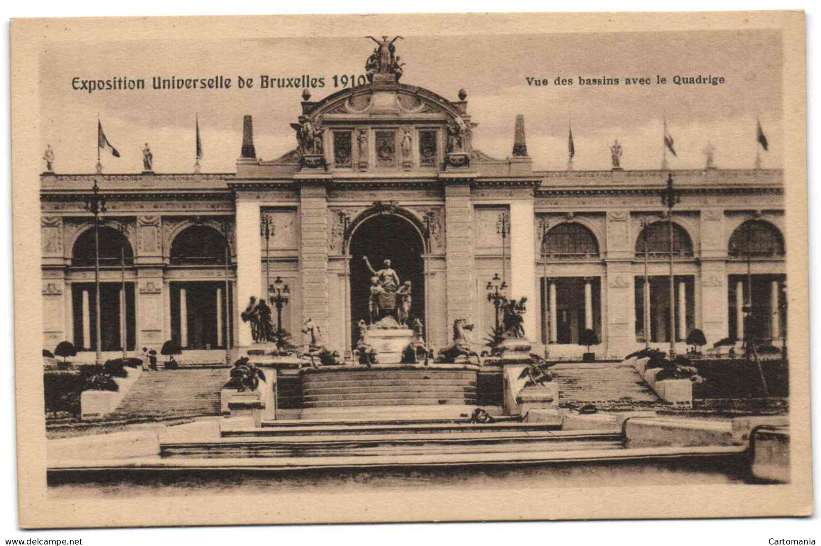 Exposition Universelle De Bruxelles 1910 - Vue Des Bassins Avec Le Quadrige - Expositions Universelles