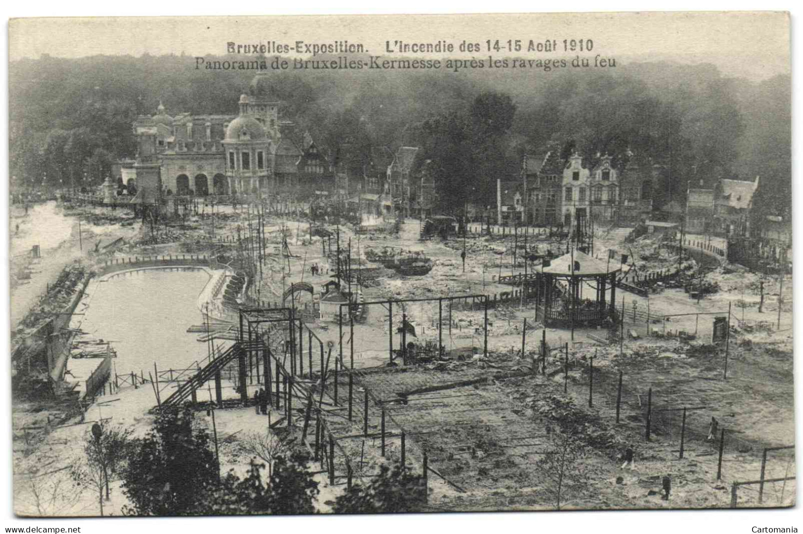 Bruxelles-Exposition - L'incendie Des 14-15 Août 1910 - Panorama De Bruxelles-Kermesse Après Les Ravages Du Feu - Expositions Universelles