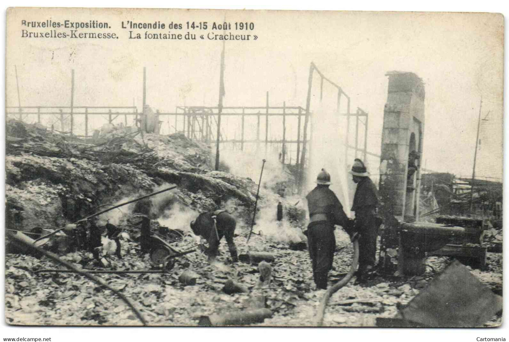 Bruxelles-Exposition - L'incendie Des 14-15 Août 1910 - Bruxelles-Kermesse - La Fontaine Du Cracheur - Expositions Universelles