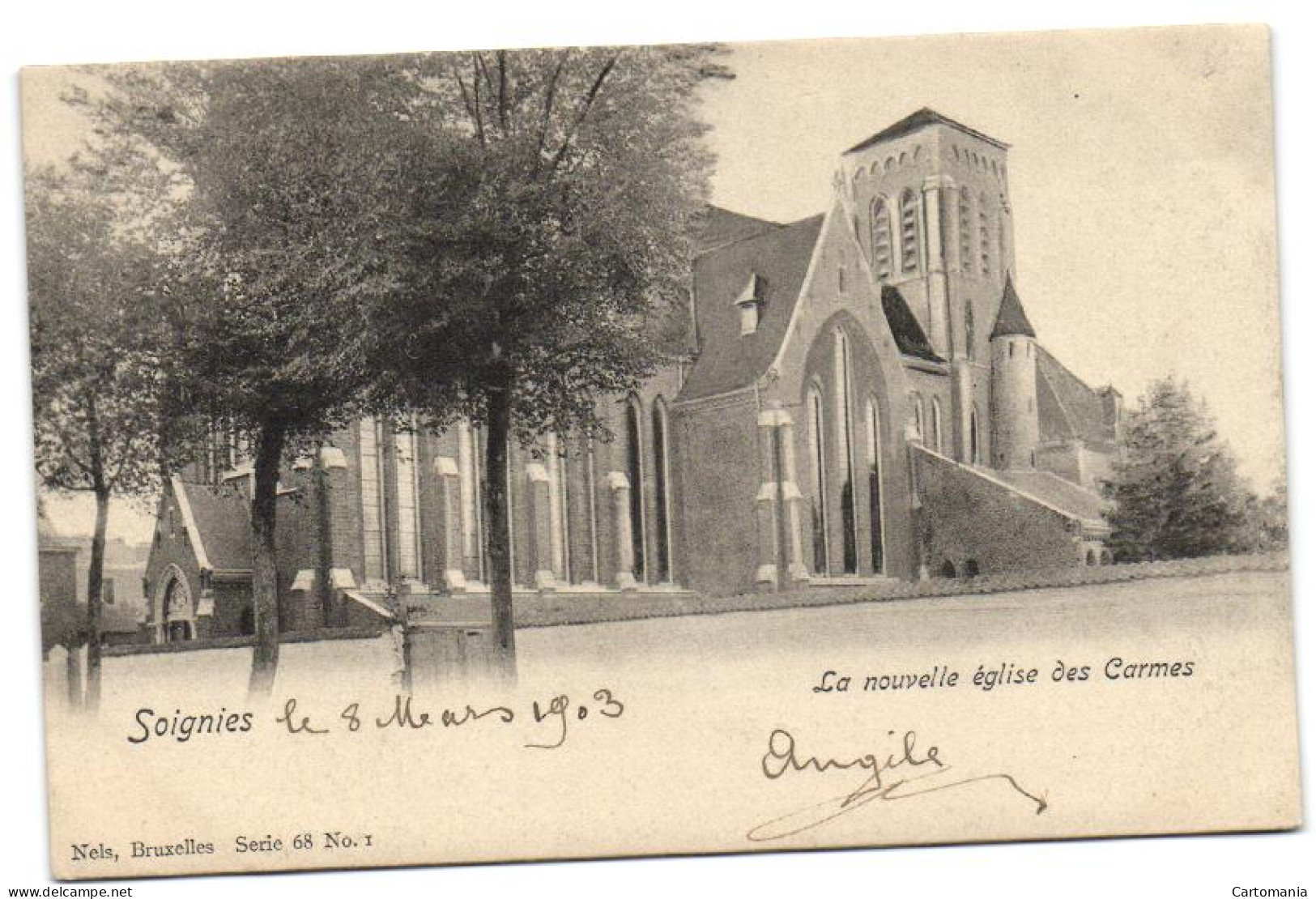 Soignies - La Nouvelle église Des Carmes (Nels Série 68 N° 1) - Soignies