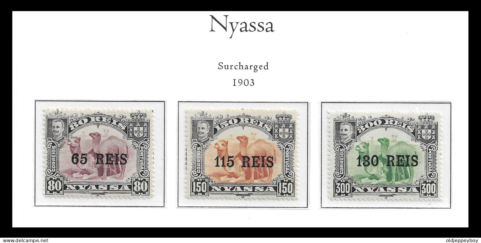 Nyassa - 1903 King Carlos (Complete Set) - Af. 40 To 42 - MH VERY FINE ORIGINAL GUM + Palo Premium IMPRESSED NYASSA PAGE - Nyassa