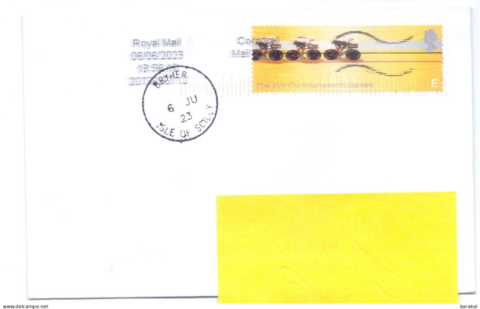 UK Isles Of Scilly îles Sorlingues Bicycles Bryher To Belgium Stamp E 2023 - Ohne Zuordnung