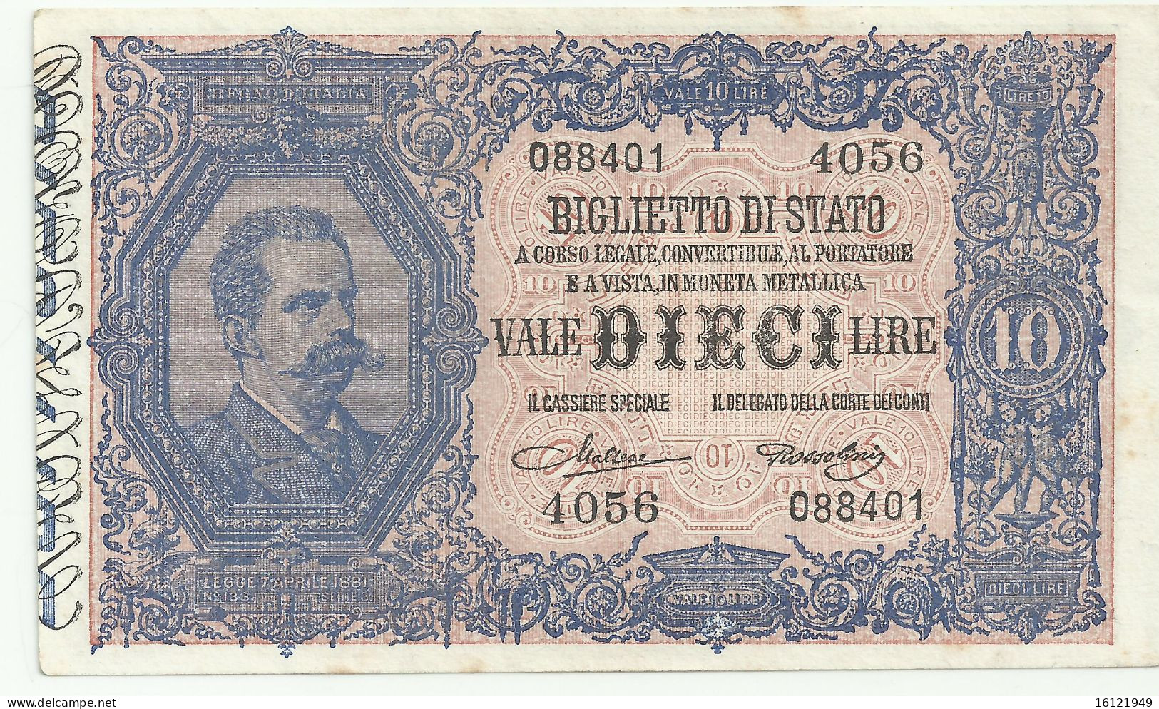 13I - 10 LIRE EFIGE UMBERTO I° DECRETO 19-09-1923 - Regno D'Italia – 10 Lire