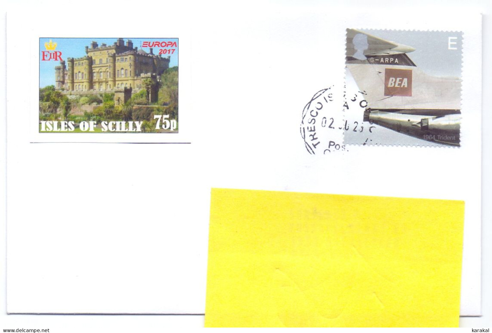 UK Isles Of Scilly îles Sorlingues Avion Airplane Tresco To Belgium Stamp E And Private Stamp 2023 - Unclassified