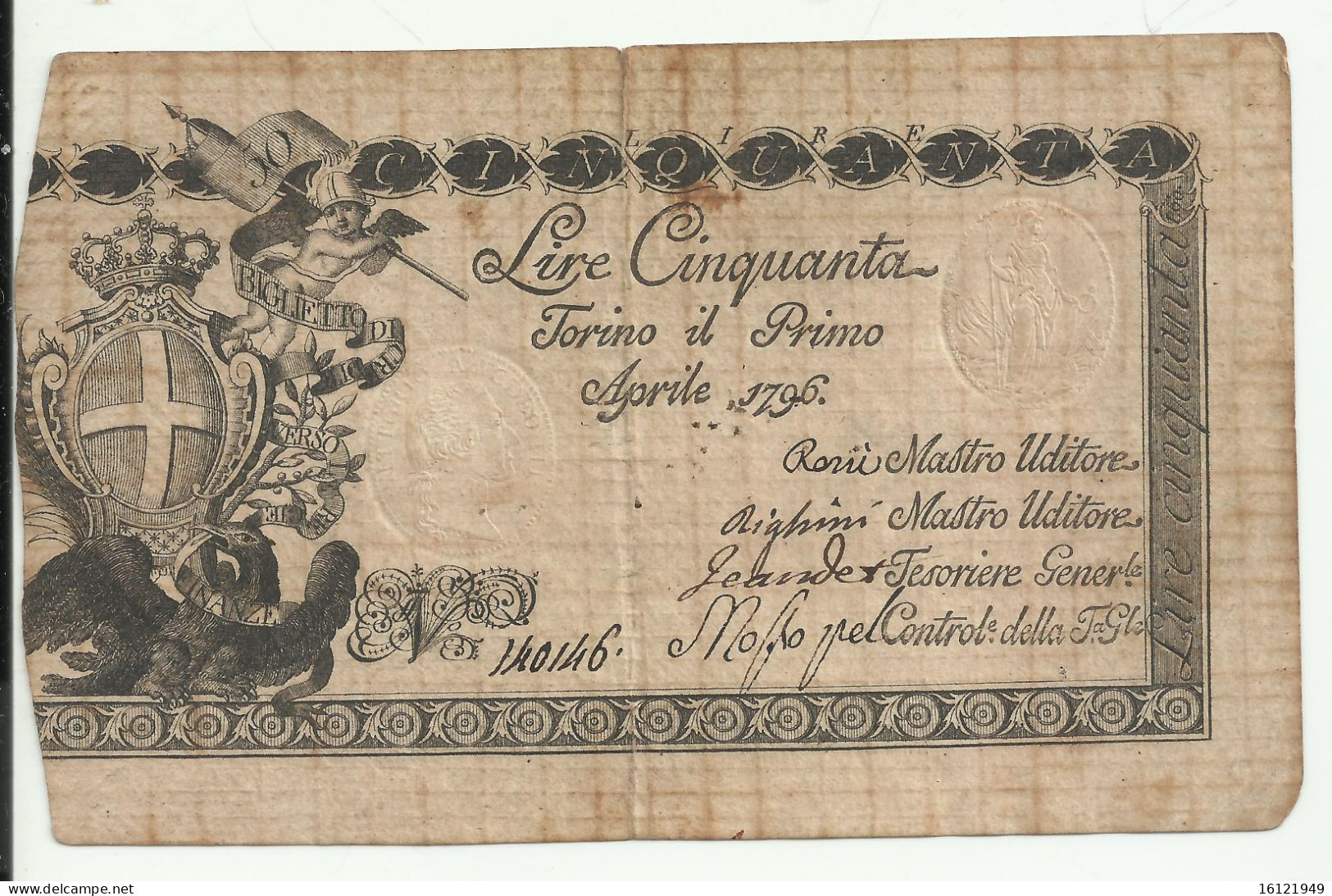 13A - REGIE FINANZE 50 LIRE 1/04/1796 - Regno D'Italia – Autres