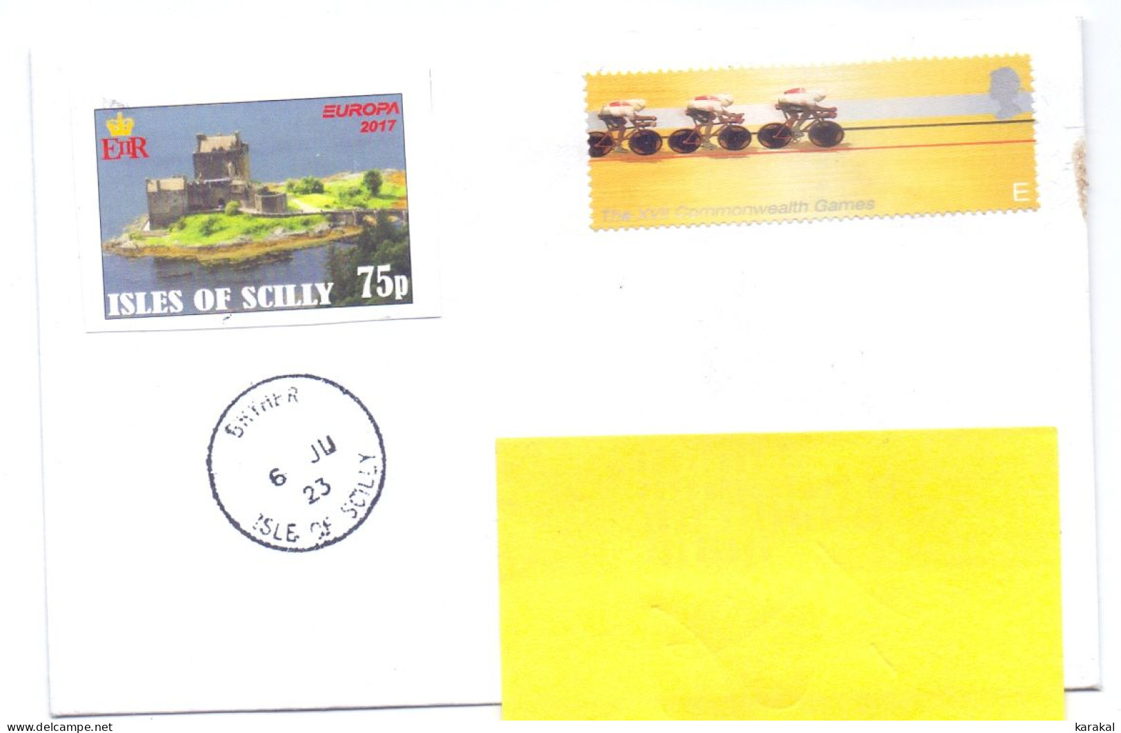 UK Isles Of Scilly îles Sorlingues Bicyles Bryher To Belgium Stamp E And Private Stamp 2023 - Unclassified