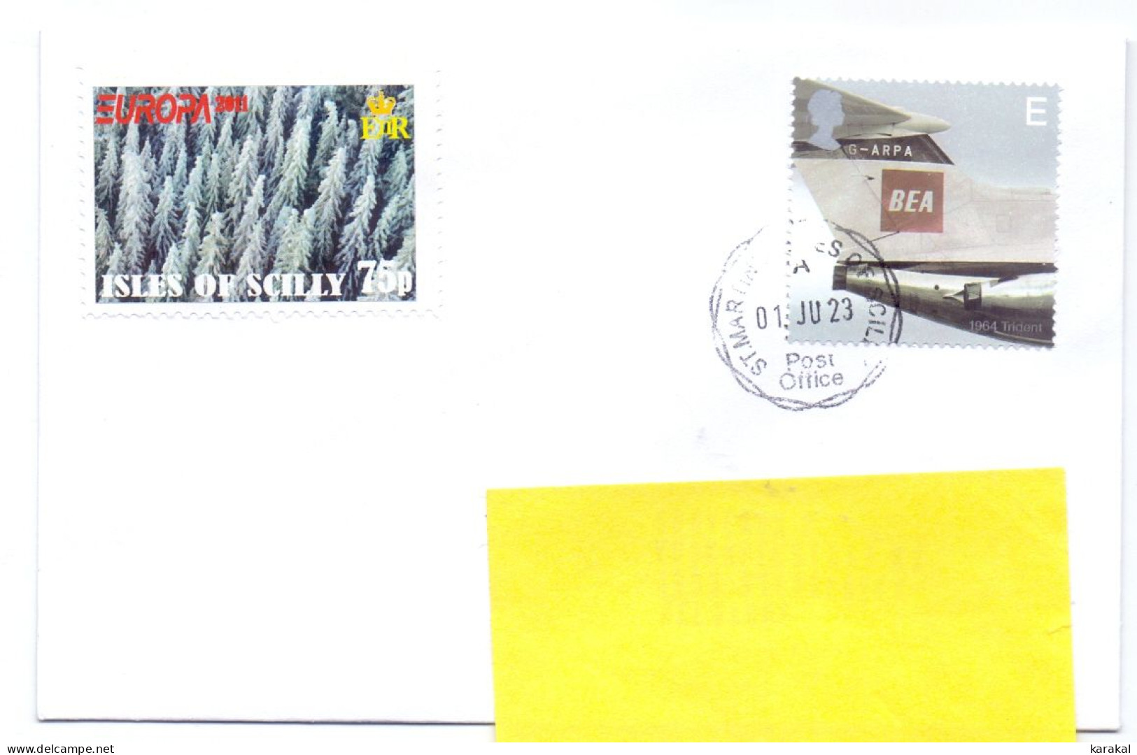 UK Isles Of Scilly îles Sorlingues Avion Airplane St Martin's To Belgium Stamp E And Private Stamp 2023 - Unclassified