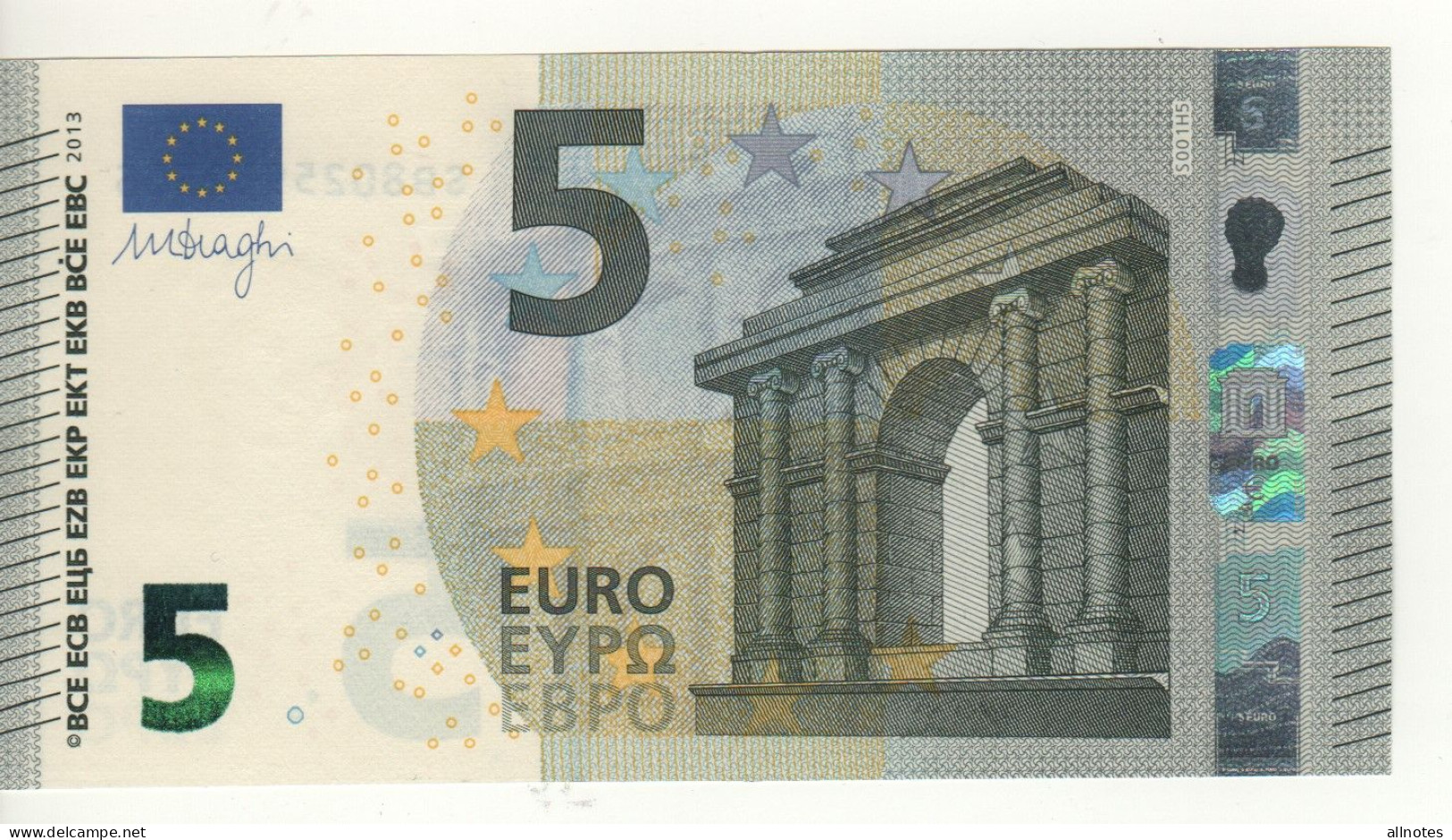 5 EURO  "Italy"     DRAGHI    S 001 H5    SB8025942505   /  FDS - UNC - 5 Euro