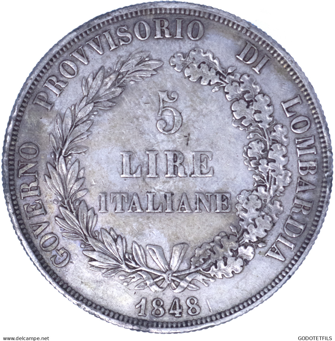 Lombardie-Gouvernement Provisoire-5 Lire 1848 Milan - Lombardo-Veneto