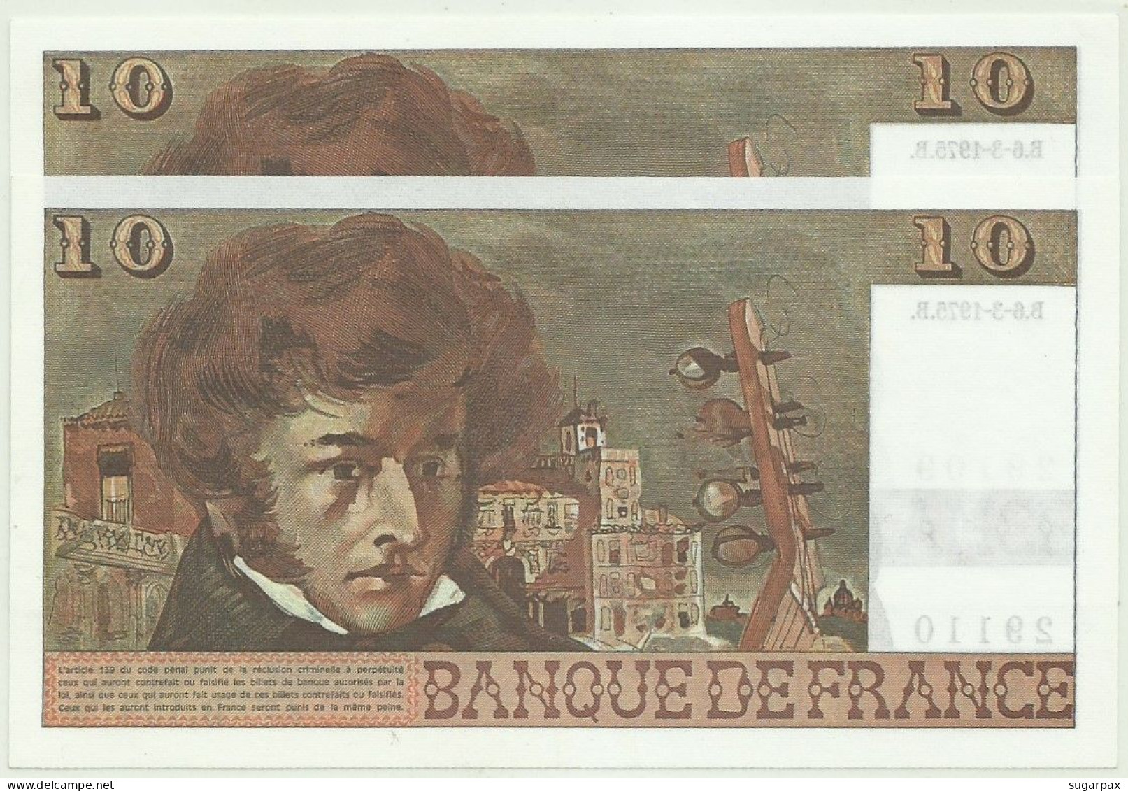 FRANCE - 2 X 10 Francs Consecutive - 06.03.1975 - P 150.b - AUnc. - Serie B.153 - Hector Berlioz - 10 F 1972-1978 ''Berlioz''