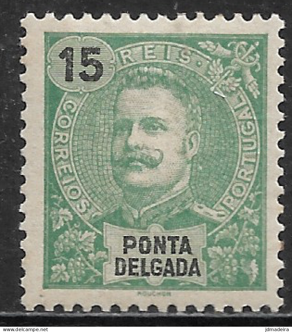 Ponta Delgada – 1898 King Carlos 15 Réis Mint Stamp - Ponta Delgada