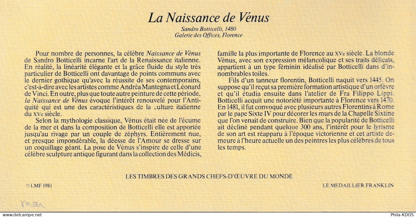 " LA NAISSANCE DE VENUS " Sur Enveloppe 1er Jour D'ANTIGUA De 1980. FDC A SAISIR ! - Naakt