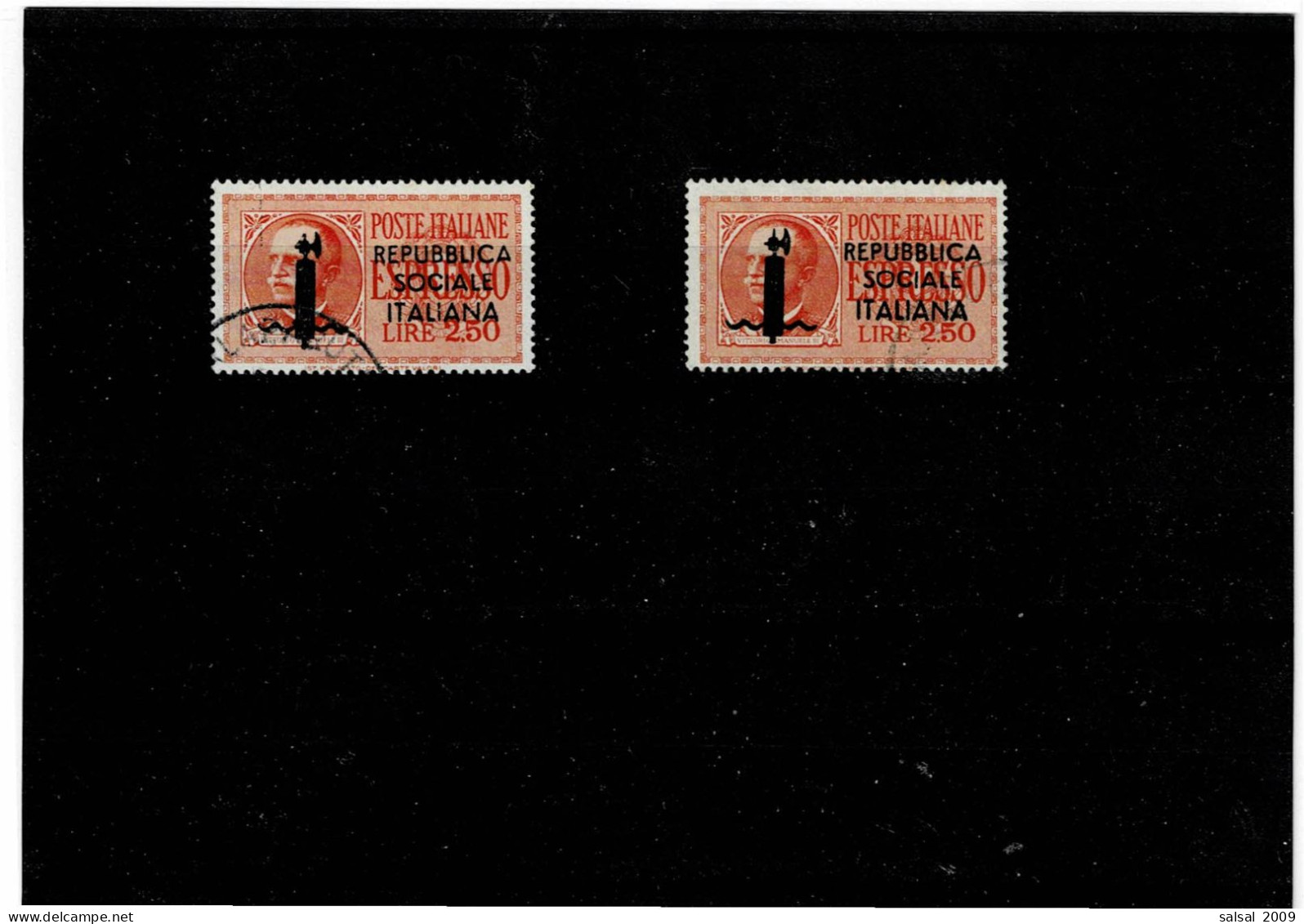 ITALIA ,Repubblica Sociale ,"Espressi",con Soprastampo ,2,50. Arancio ,2 Pezzi Usati ,qualita Ottima - Correo Urgente