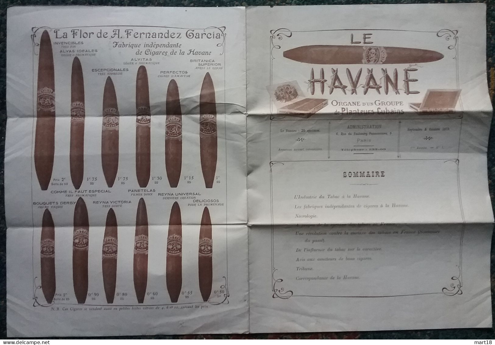 Journal 1910 - LE HAVANE - Planteurs Cubains - CIGARES - - Dokumente