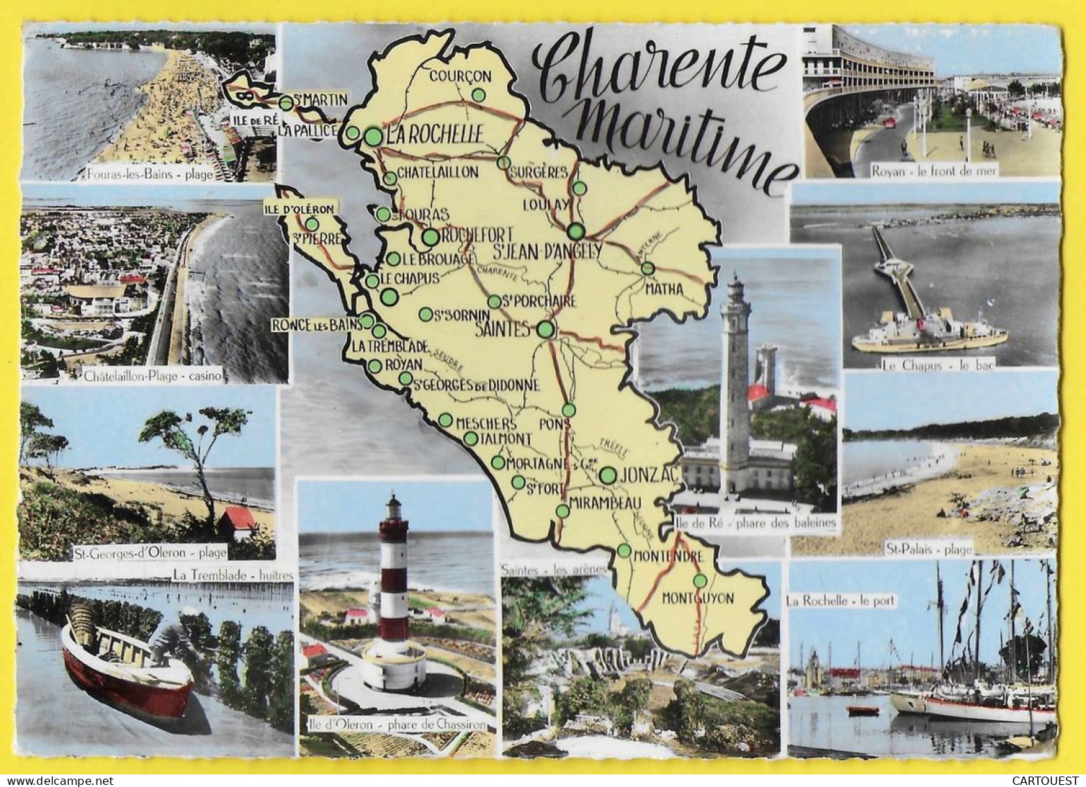 CPSM CHARENTE MARITIME  MULTIVUES 1961 Carte Géographique - Poitou-Charentes