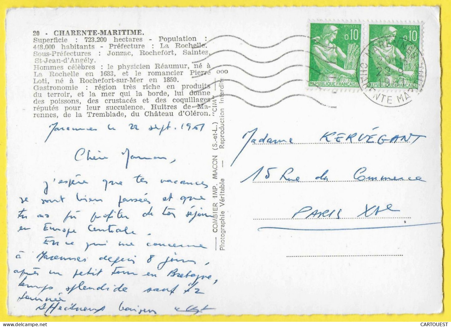 CPSM CHARENTE MARITIME  MULTIVUES 1961 Carte Géographique - Poitou-Charentes