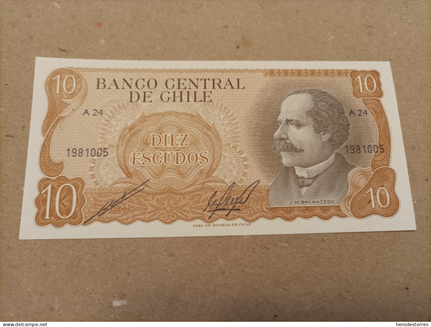 Billete De Chile De 10 Escudos, Serie A, UNC - Cile