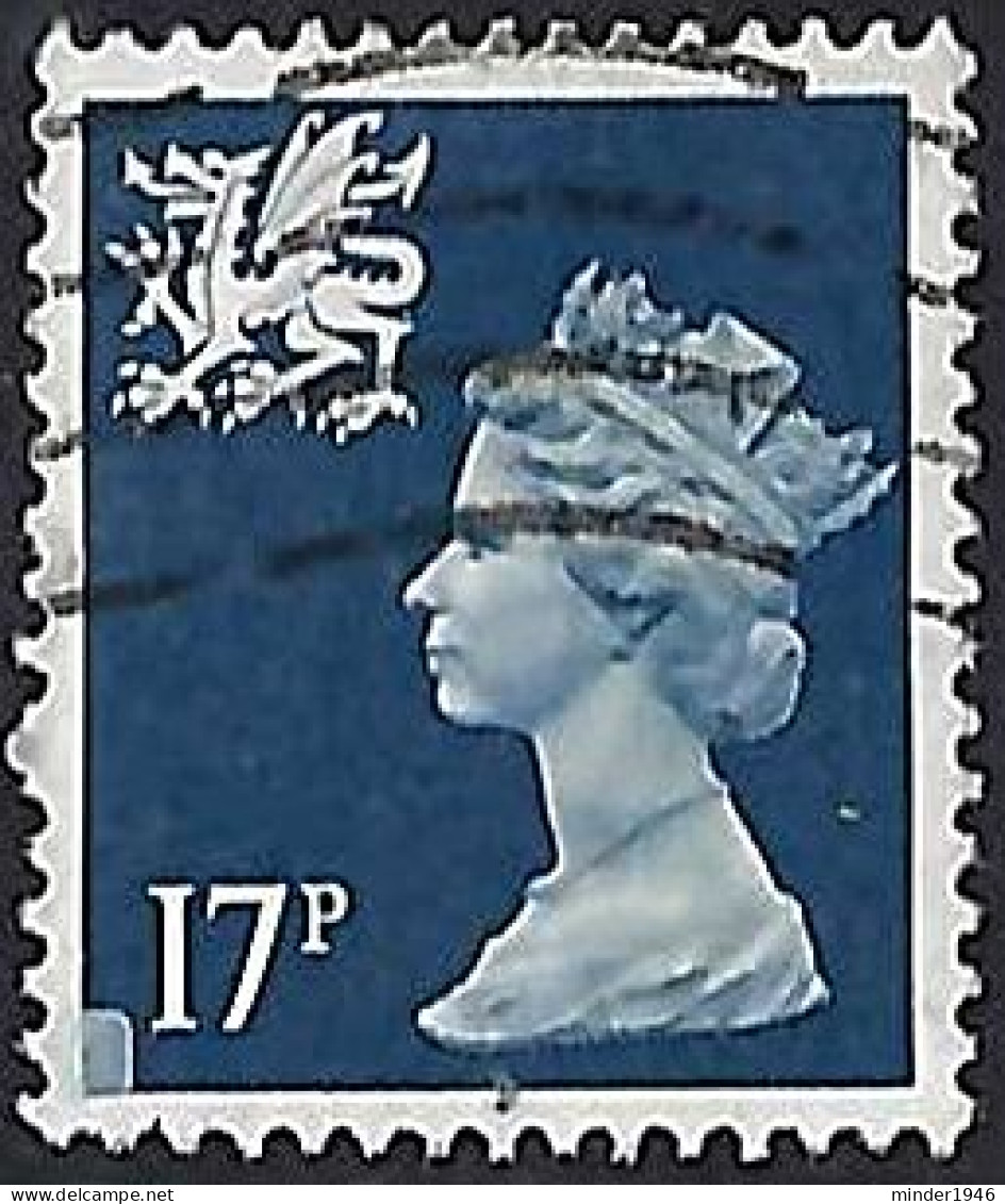 GREAT BRITAIN Wales 1990 QEII 17p Machin Deep Blue SGW45 FU With Printing Flaw - Pays De Galles
