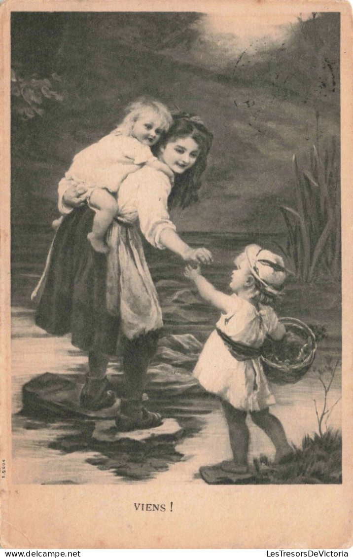 ENFANTS - Scène - Viens! - Des Enfants Près De La Rivière - Carte Postale Ancienne - Szenen & Landschaften