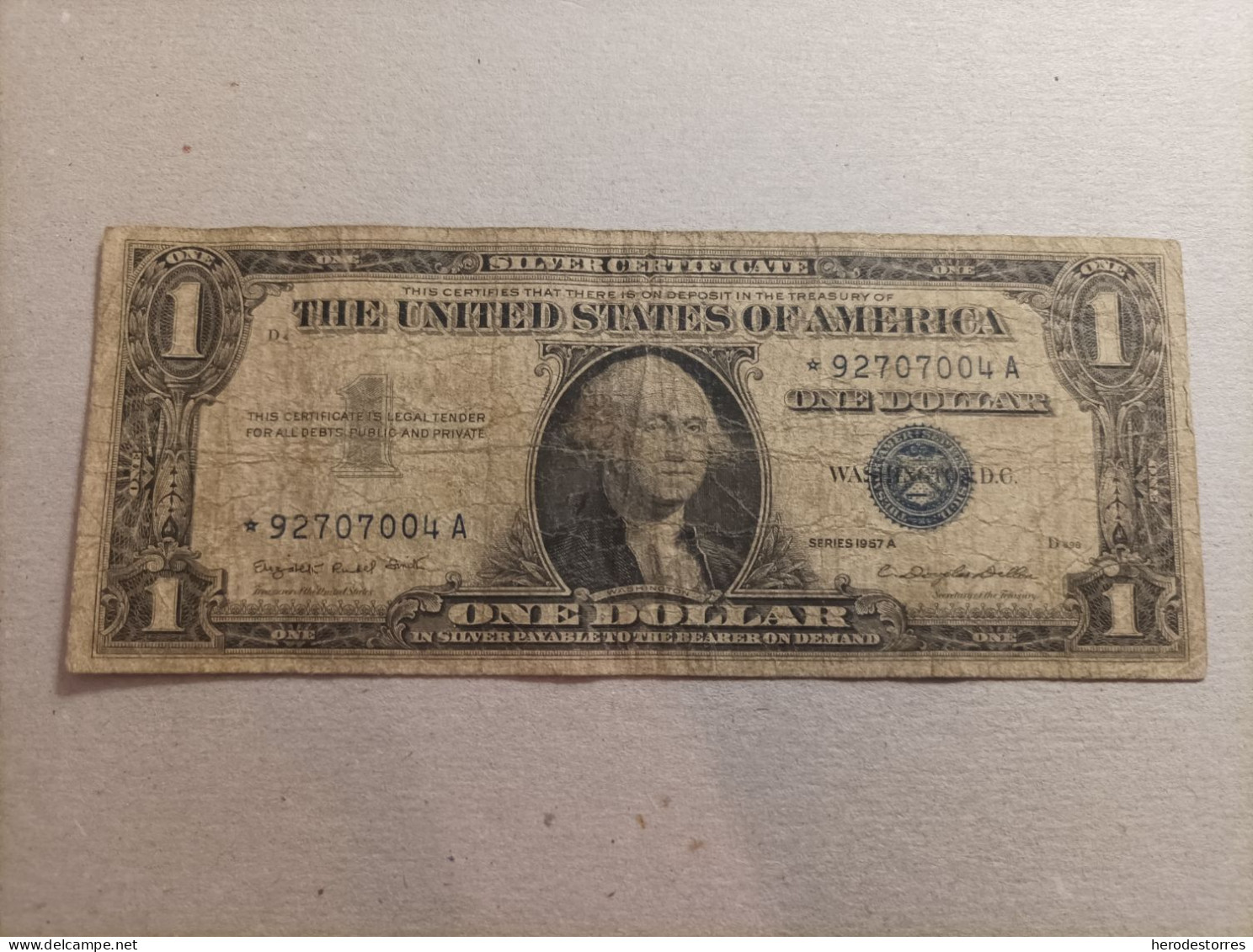 Billete De Estados Unidos De 1 Dólar, Serie A, Con Asterisco, Año 1957 - Unidentified