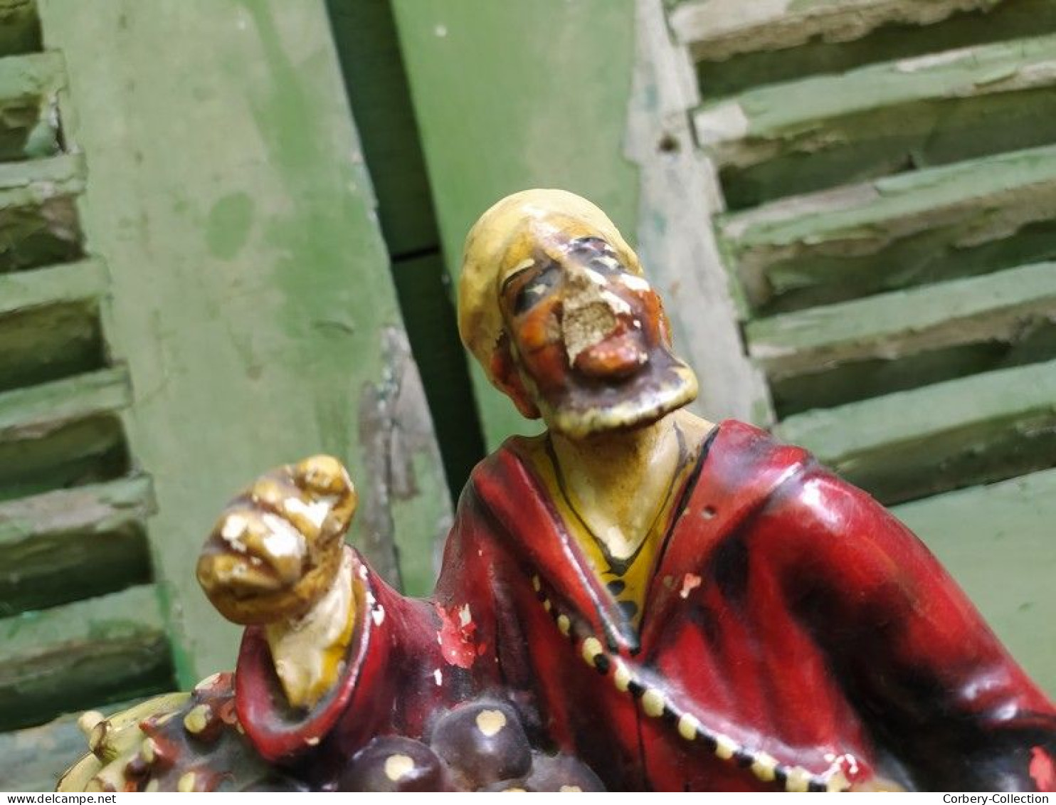 Ancienne Sculpture Sujet Orientaliste Marchand de Fruits & Légumes Maroc Signée et datée 1957