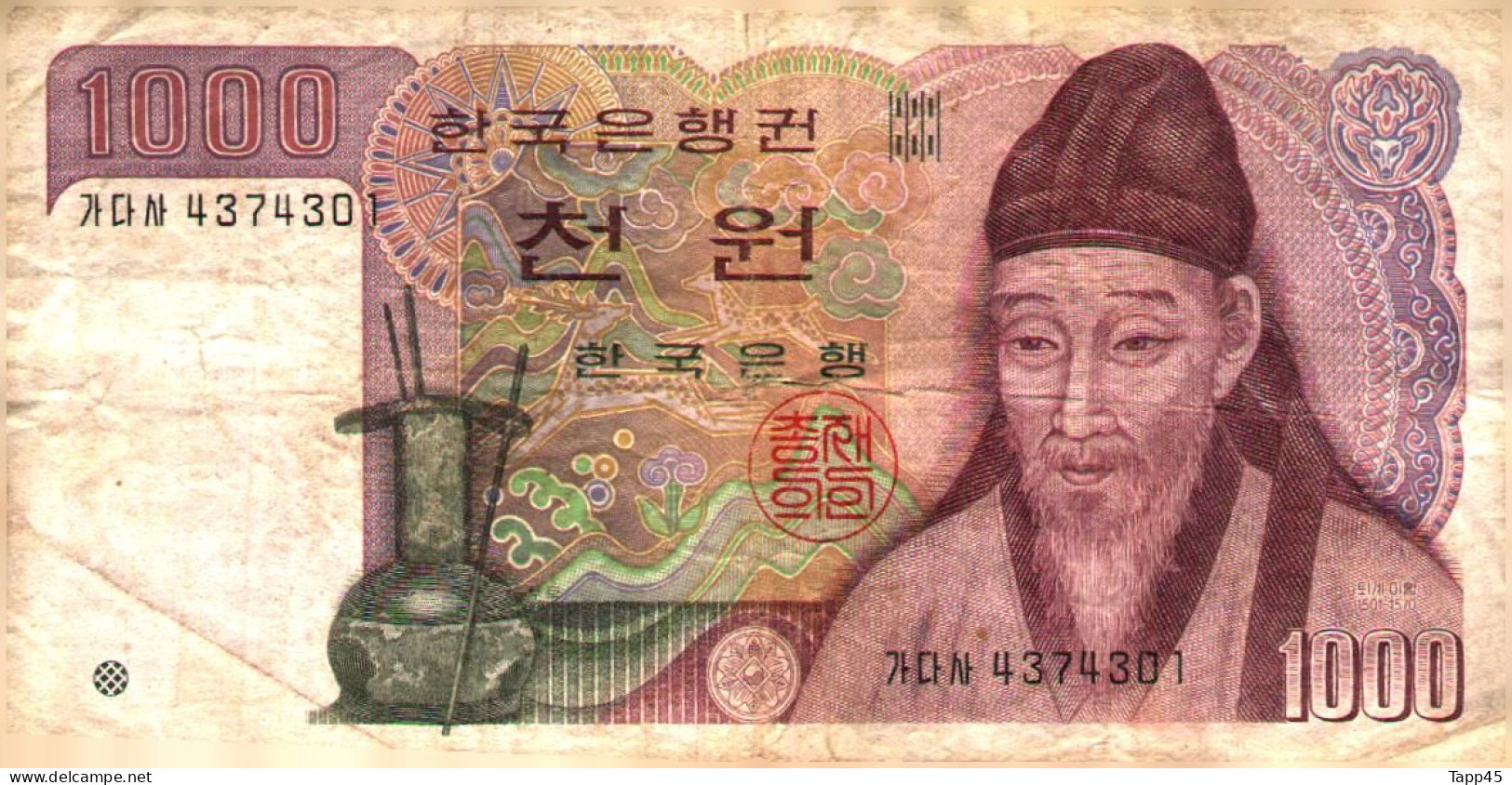 Billet  > Corée Du Sud >	1000	Wons  > C 04 - Korea, Zuid