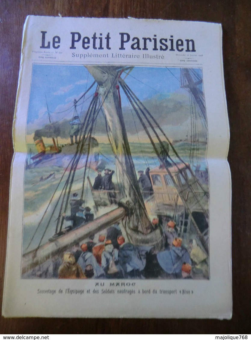 Le Petit Parisien N°990-26 Janvier 1908-au Maroc Sauvetage De L'équipage Et Des Soldats Naufragés à Bord Du Transport " - Le Petit Parisien