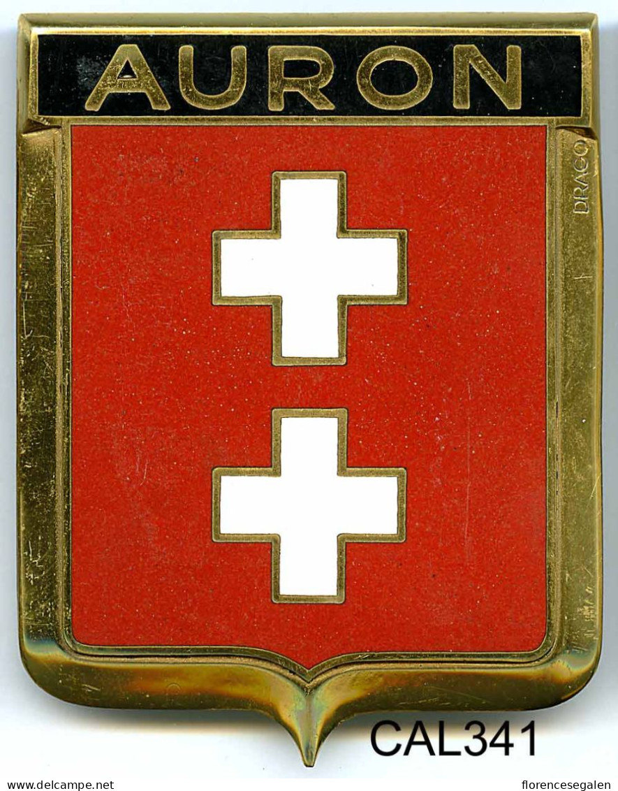 CAL341 - PLAQUE CALANDRE AUTO - AURON - Targhe Smaltate (a Partire Dal 1961)