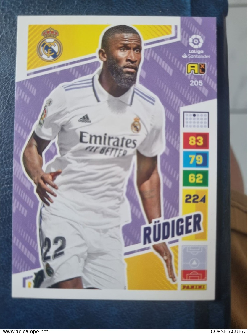 CARTE  FOOT  PANINI  ADRENALYN  REAL  MADRID   2022/23  RUDIGER    //  PARFAI ETAT  //  1er  CHOIX  // - Trading Cards