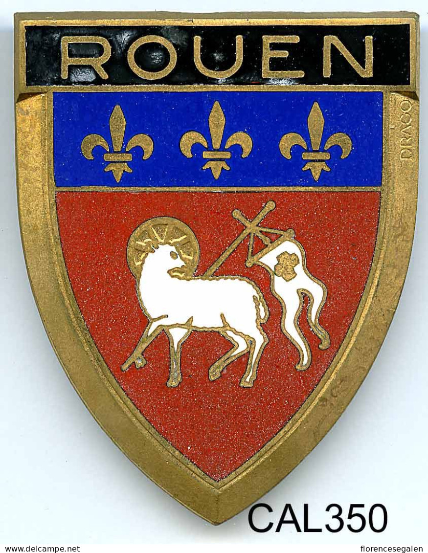 CAL350 - PLAQUE CALANDRE AUTO - ROUEN - Enameled Signs (after1960)