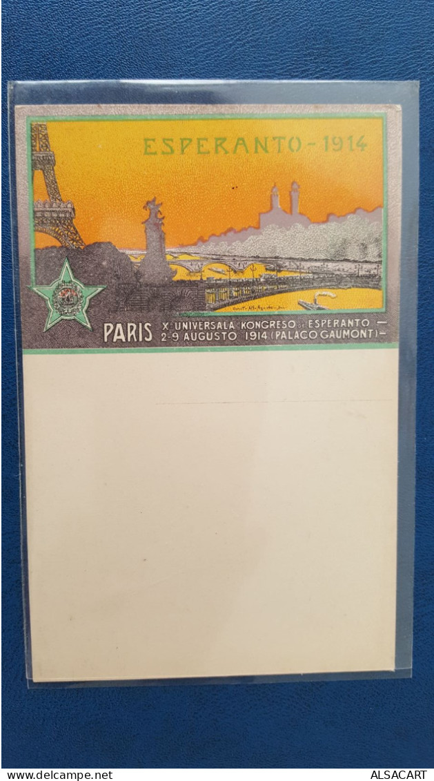 Esperanto Paris 1914, Vignette Au Dos - Esperanto