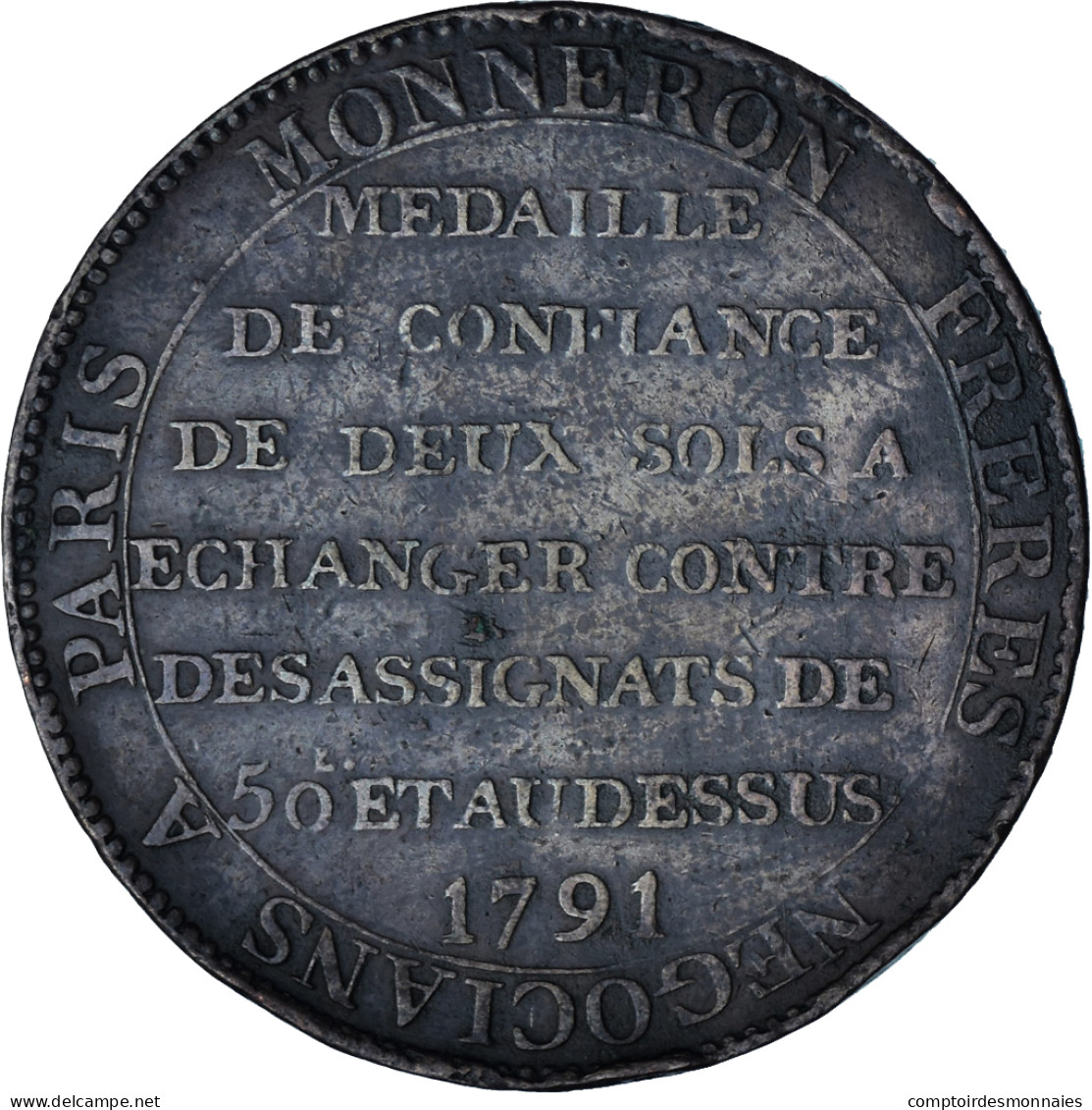 Monnaie, France, Monneron De 2 Sols, 1791, TTB, Bronze, KM:Tn23, Brandon:217 - Sonstige & Ohne Zuordnung