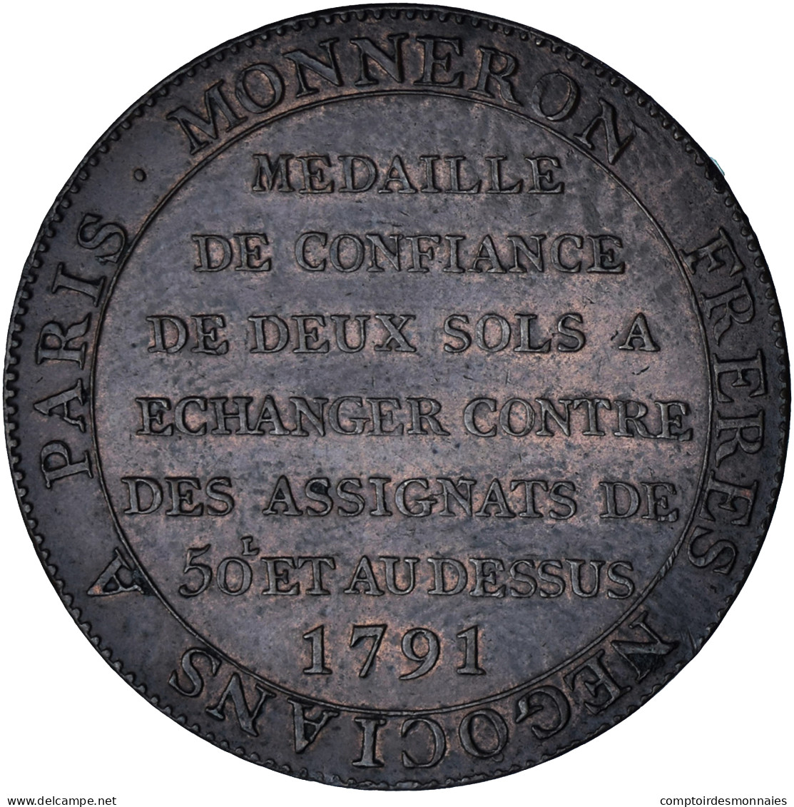 Monnaie, France, Monneron, 2 Sols, 1791, SUP, Bronze, KM:Tn23 - Autres & Non Classés