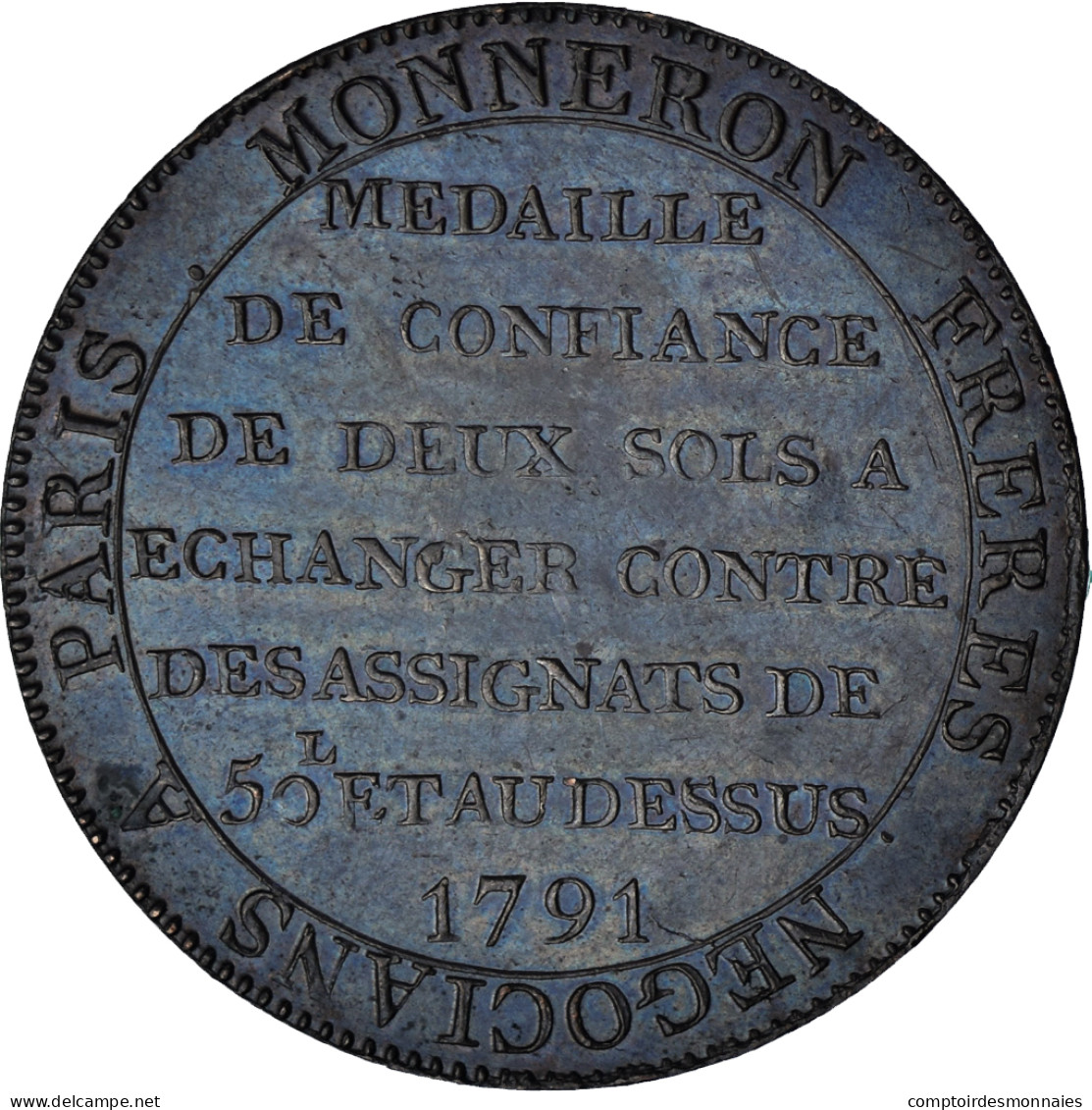 Monnaie, France, Monneron, 2 Sols, 1791, SUP, Bronze, KM:Tn23 - Sonstige & Ohne Zuordnung