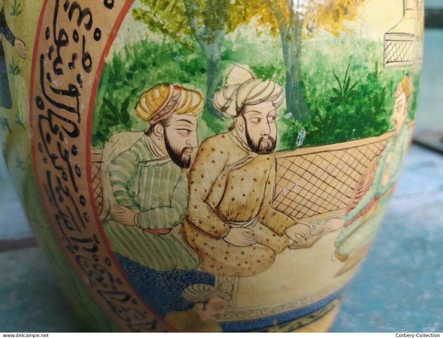 Ancienne Boite Forme Tonneau Laque Perse Indo Persan