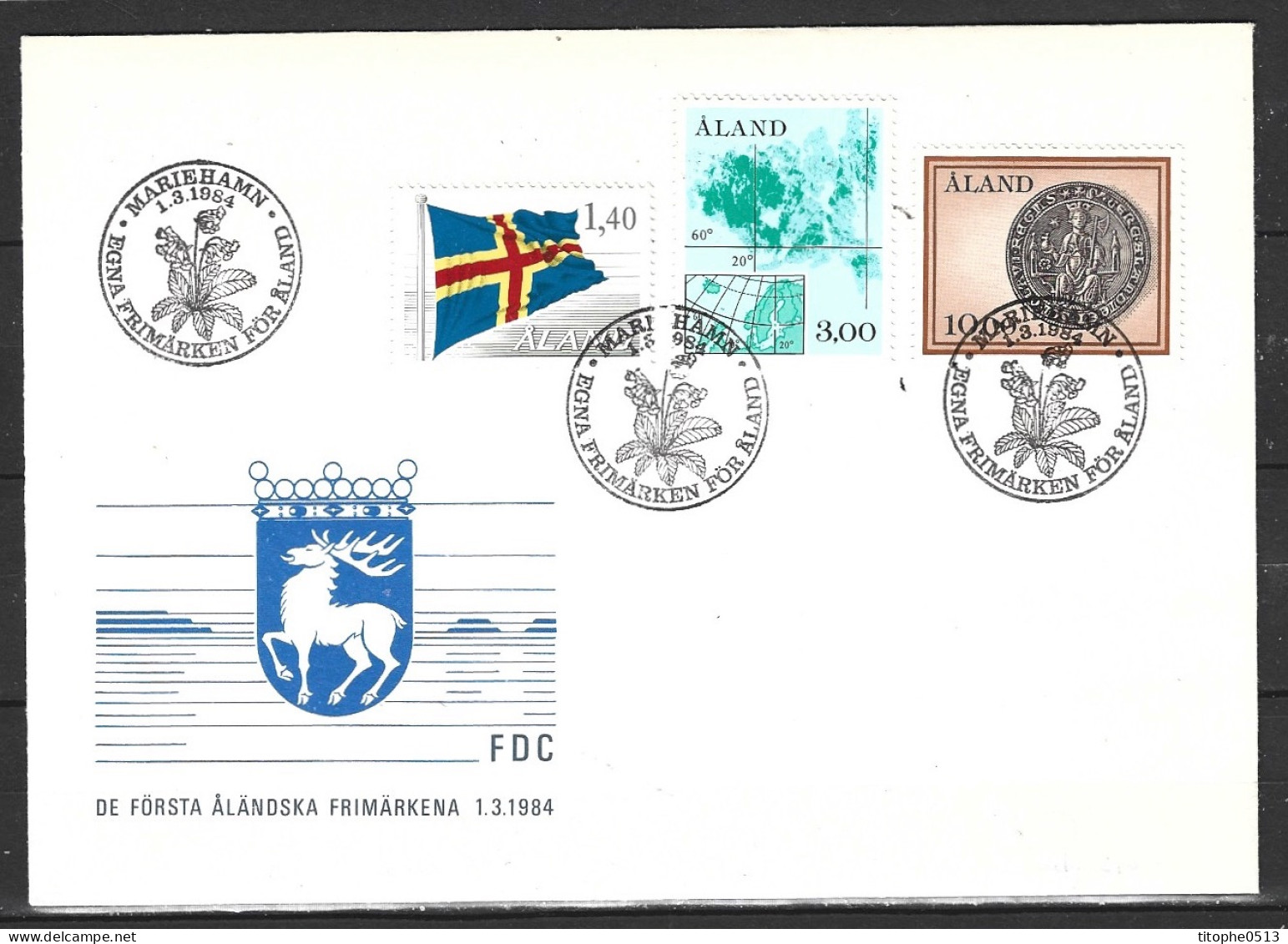 ALAND. N°4-6 De 1984 Sur Enveloppe 1er Jour. Drapeau. - Omslagen