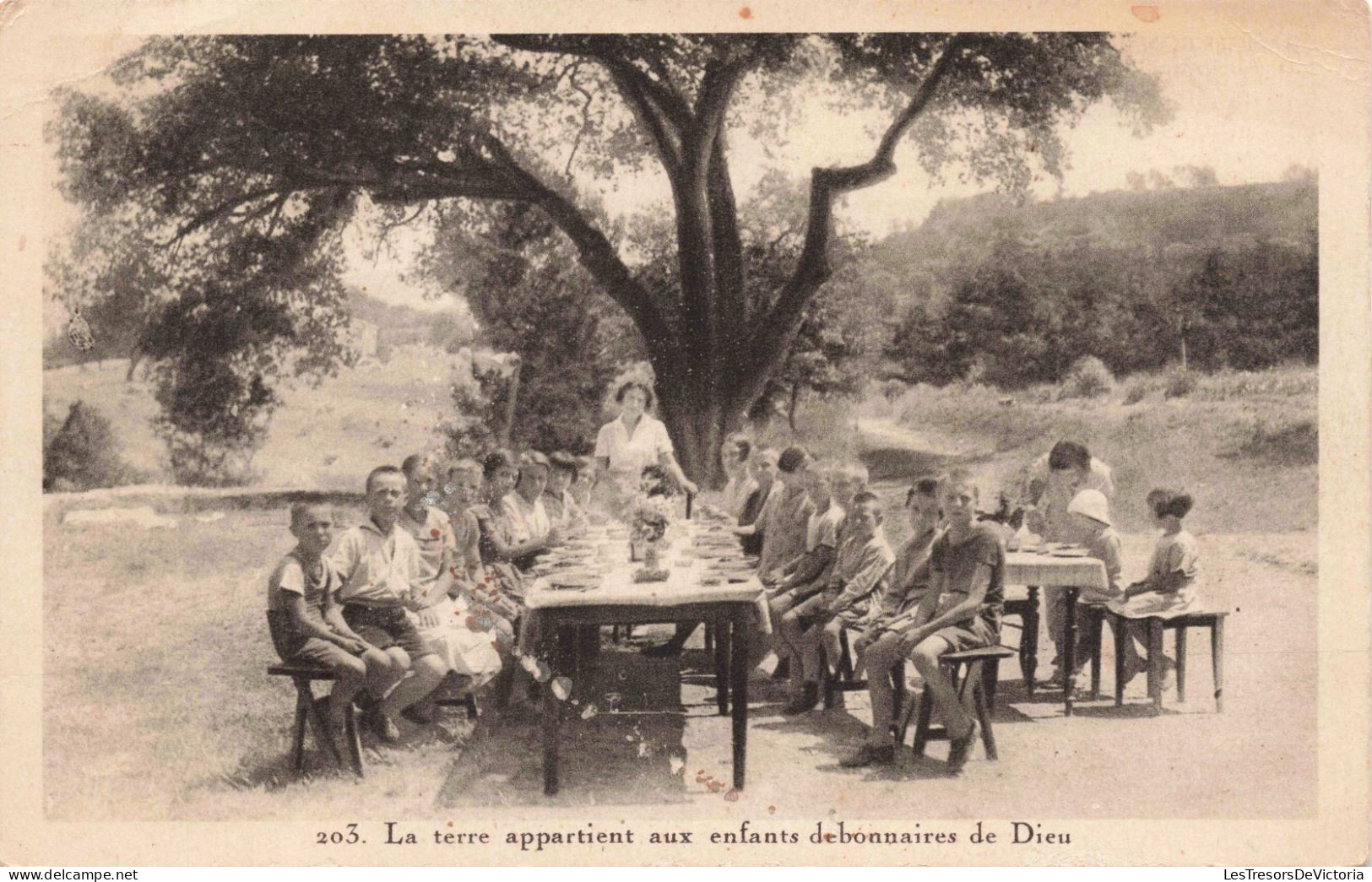 ECOLE - La Terre Appartient Aux Enfants Debonnaires De Dieu - Carte Postale Ancienne - Scuole