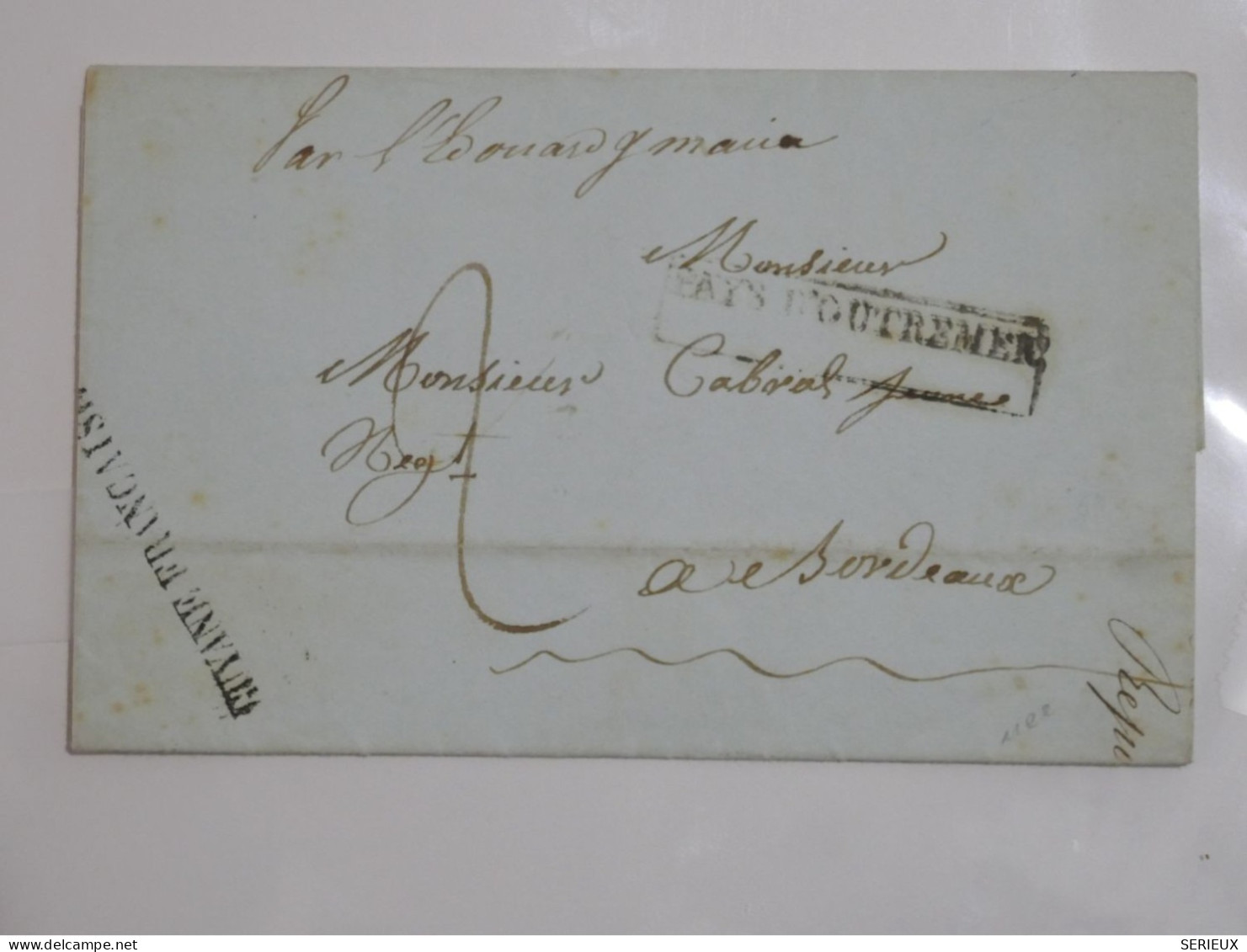 DC17 GUYANNE FRANCAISE BELLE LETTRE RR  1838  PAQUEBOT FRANCAIS CAYENNE A BORDEAUX FRANCE  +TAXE+AFF. INTERESSANT++++ - Lettres & Documents