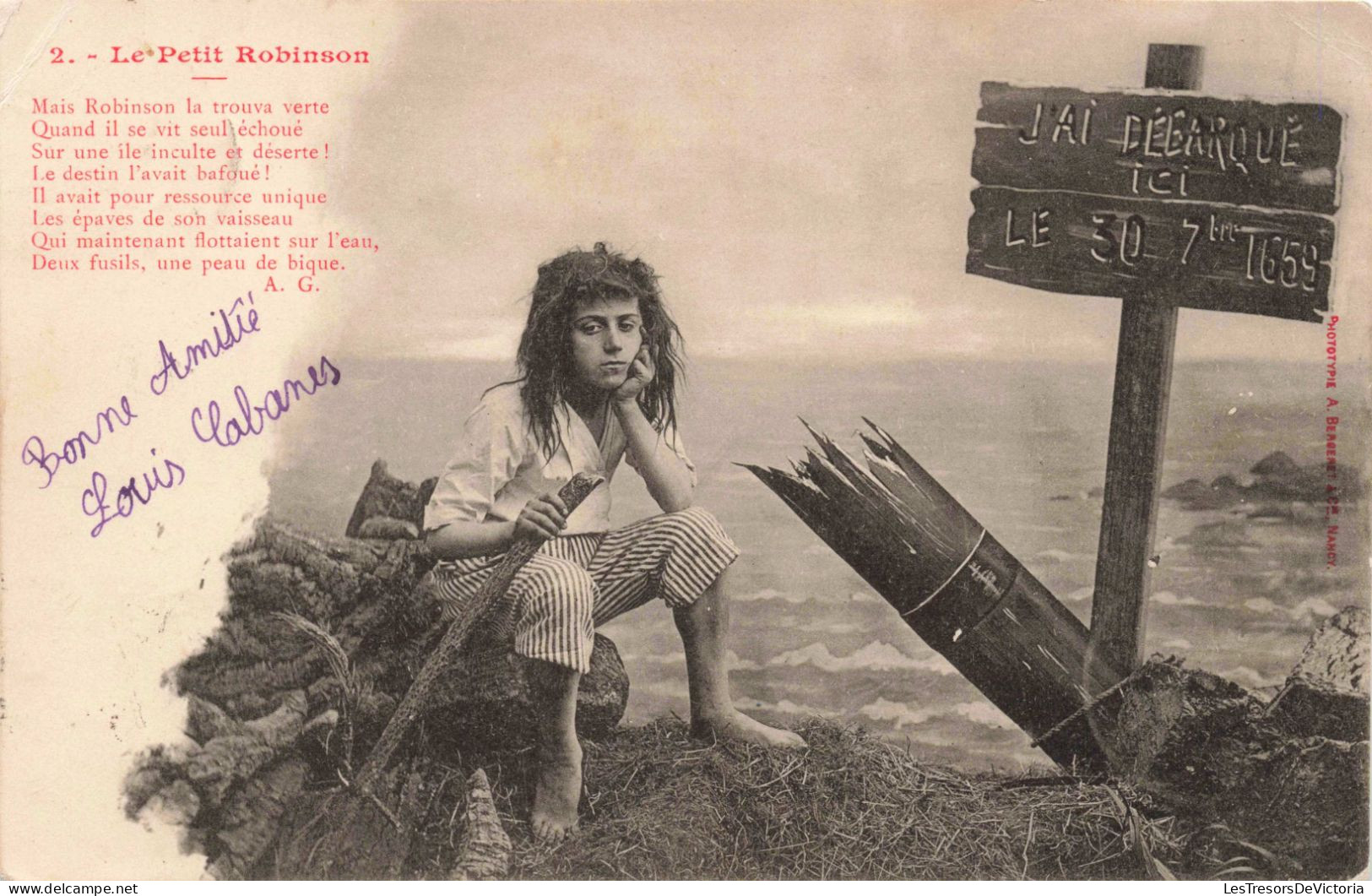 CONTES ET LEGENDES  - Le Petit Robinson - Enfant Sauvage -  Carte Postale Ancienne - Fairy Tales, Popular Stories & Legends