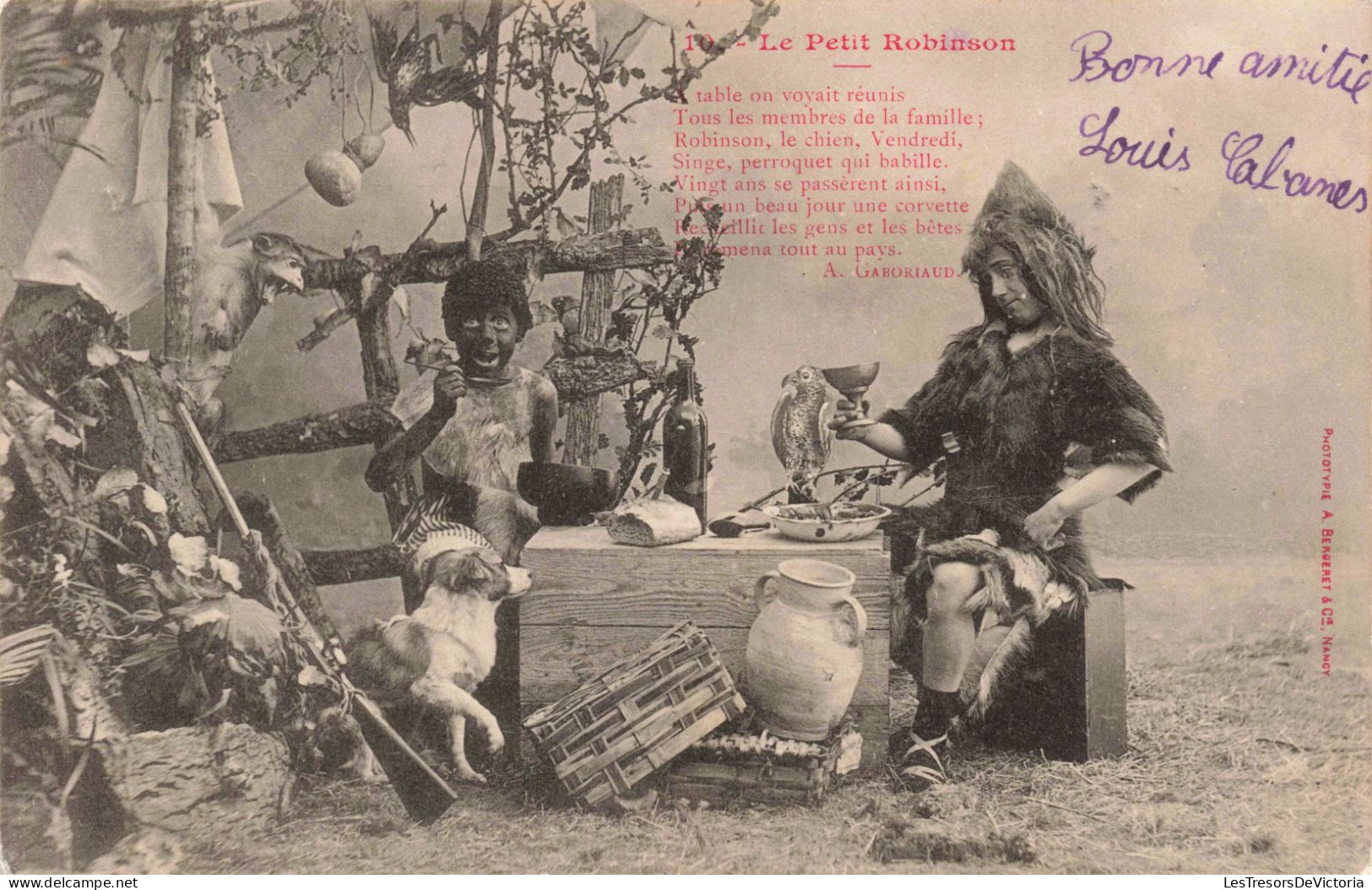 CONTES ET LEGENDES - Le Petit Robinson - Chien - Déjeuner Avec Un épouvantail - Carte Postale Ancienne - Vertellingen, Fabels & Legenden