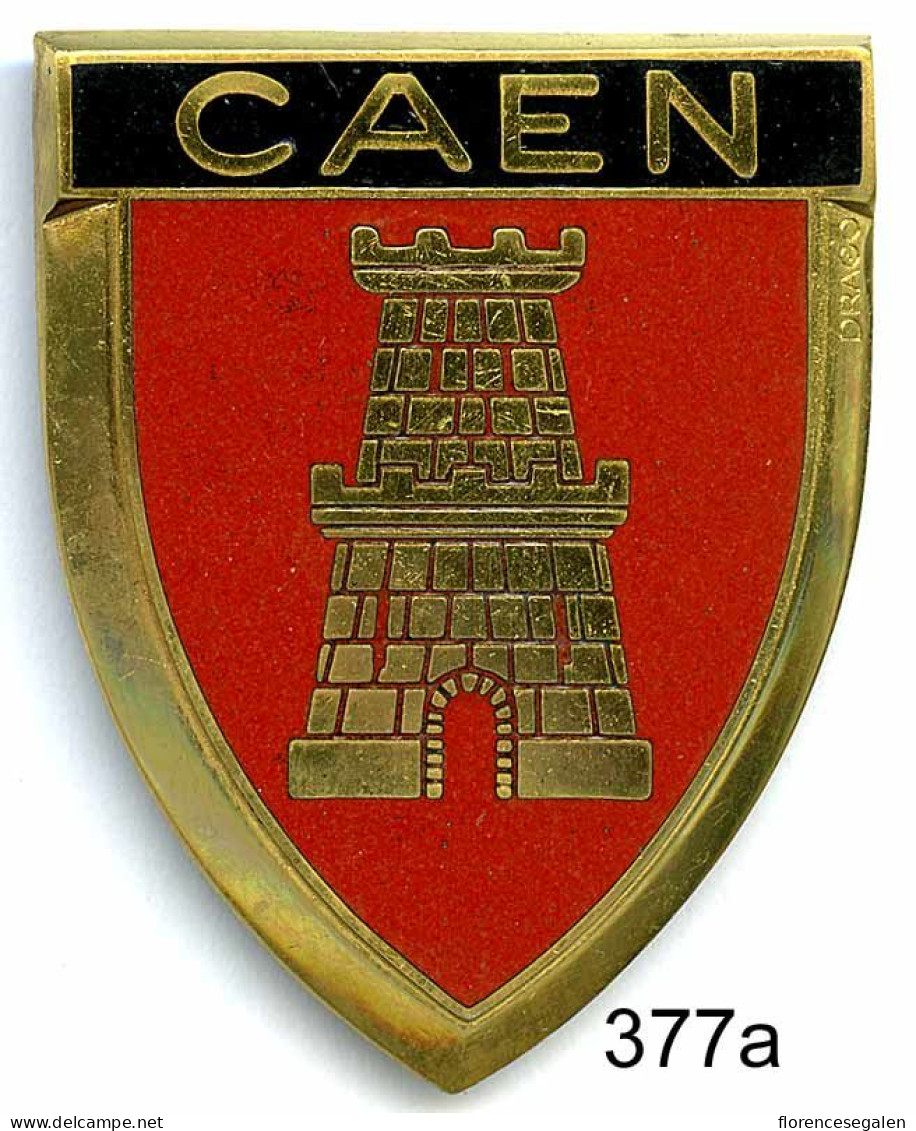 CAL377a - PLAQUE CALANDRE AUTO - CAEN - Plaques émaillées (après 1960)