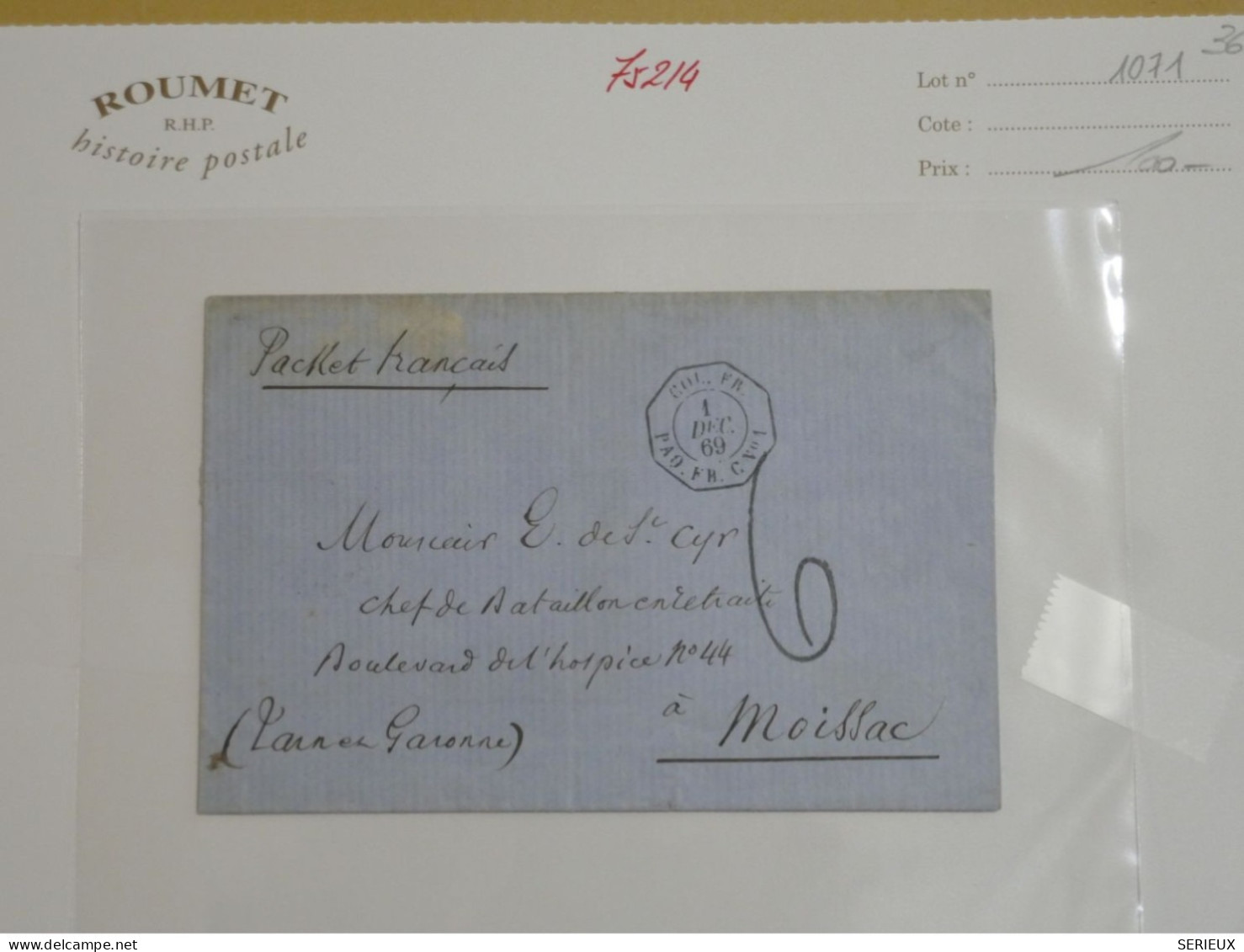 DC17 GUYANNE FRANCAISE BELLE LETTRE RARE  1869  PAQUEBOT FRANCAIS CAYENNE A  MOISSAC  FRANCE +TAXE+AFF. INTERESSANT++++ - Neufs