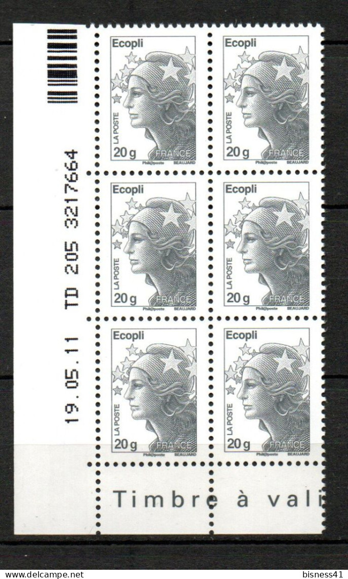 Col38 Variété Marianne Beaujard N° 4565 6 Timbres Sans Pho Dans Coin Daté Du 19/05/11 - Unused Stamps