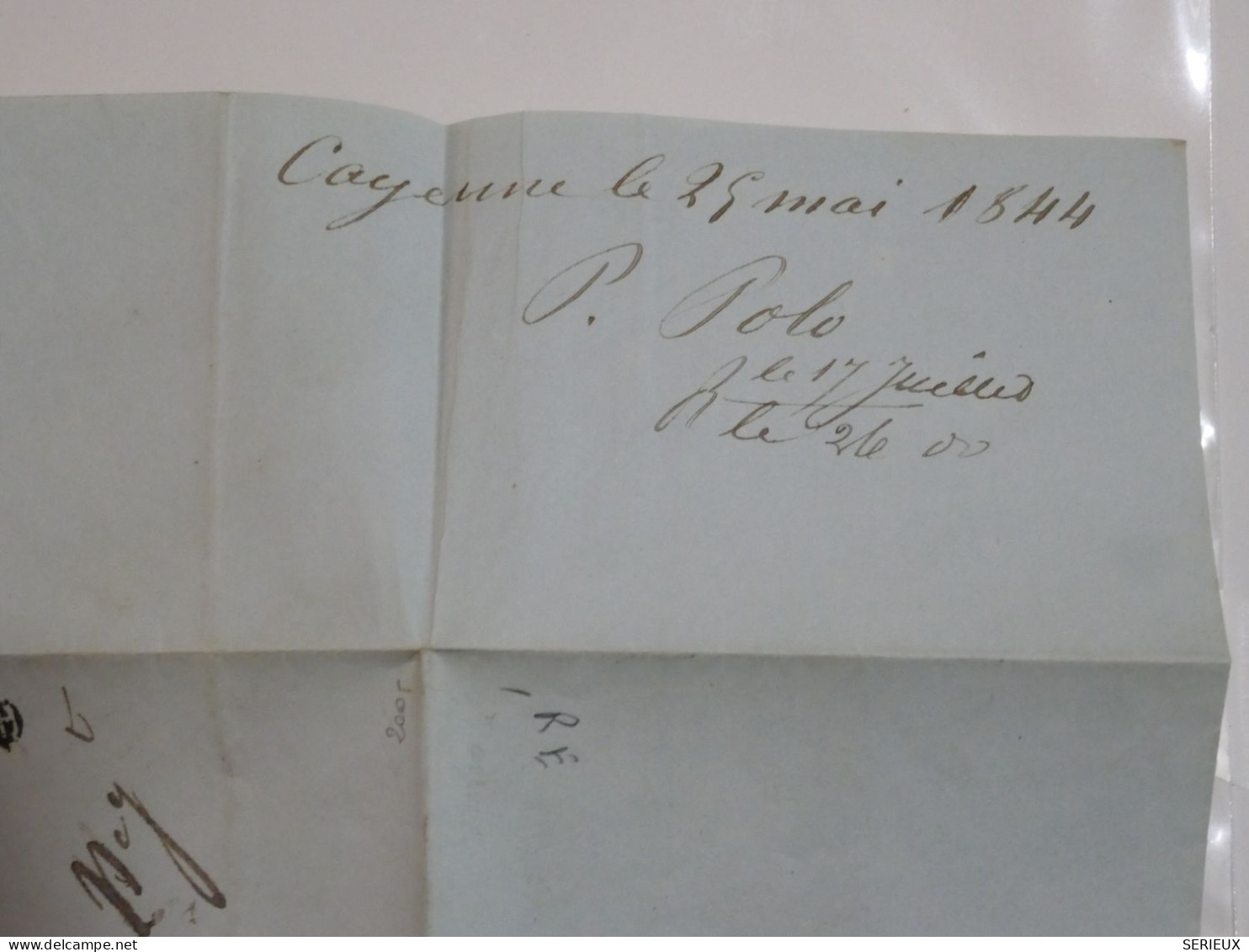 DC17 GUYANNE FRANCAISE BELLE LETTRE RR  1844  PAQUEBOT FRANCAIS LA CAYENNE A  BORDEAUX   FRANCE +OUTREMER ROUGE++ - Covers & Documents