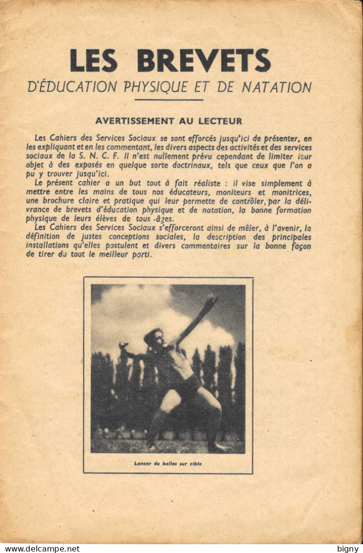 CAHIERS Des SERVICES SOCIAUX De La S.N.C.F  " Les Brevets D' Education Physique Et De Natation  " - Railway & Tramway