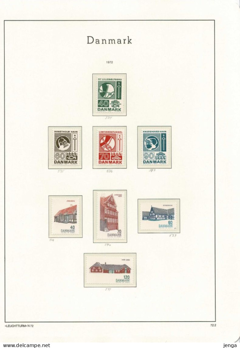 Denmark 1971-1974. Complete Collection; MNH(**) In Clear Mounts On LEUCHTTURM Pages. - Collezioni